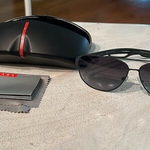 Prada Black Aviator Sunglasses with Case